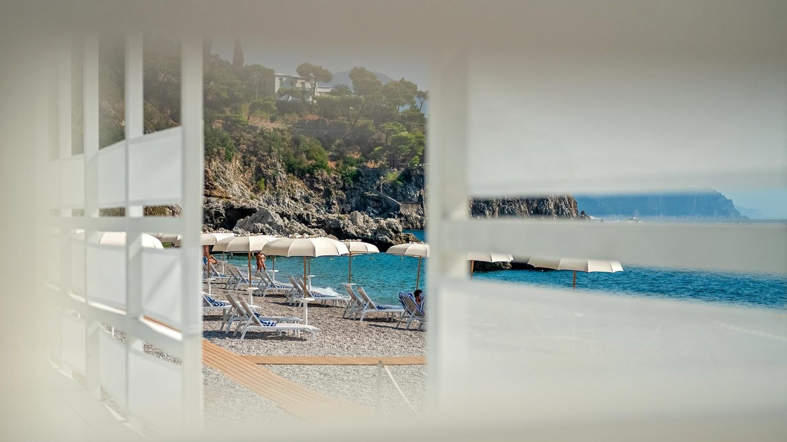 The pool and terrace above the Mediterranean