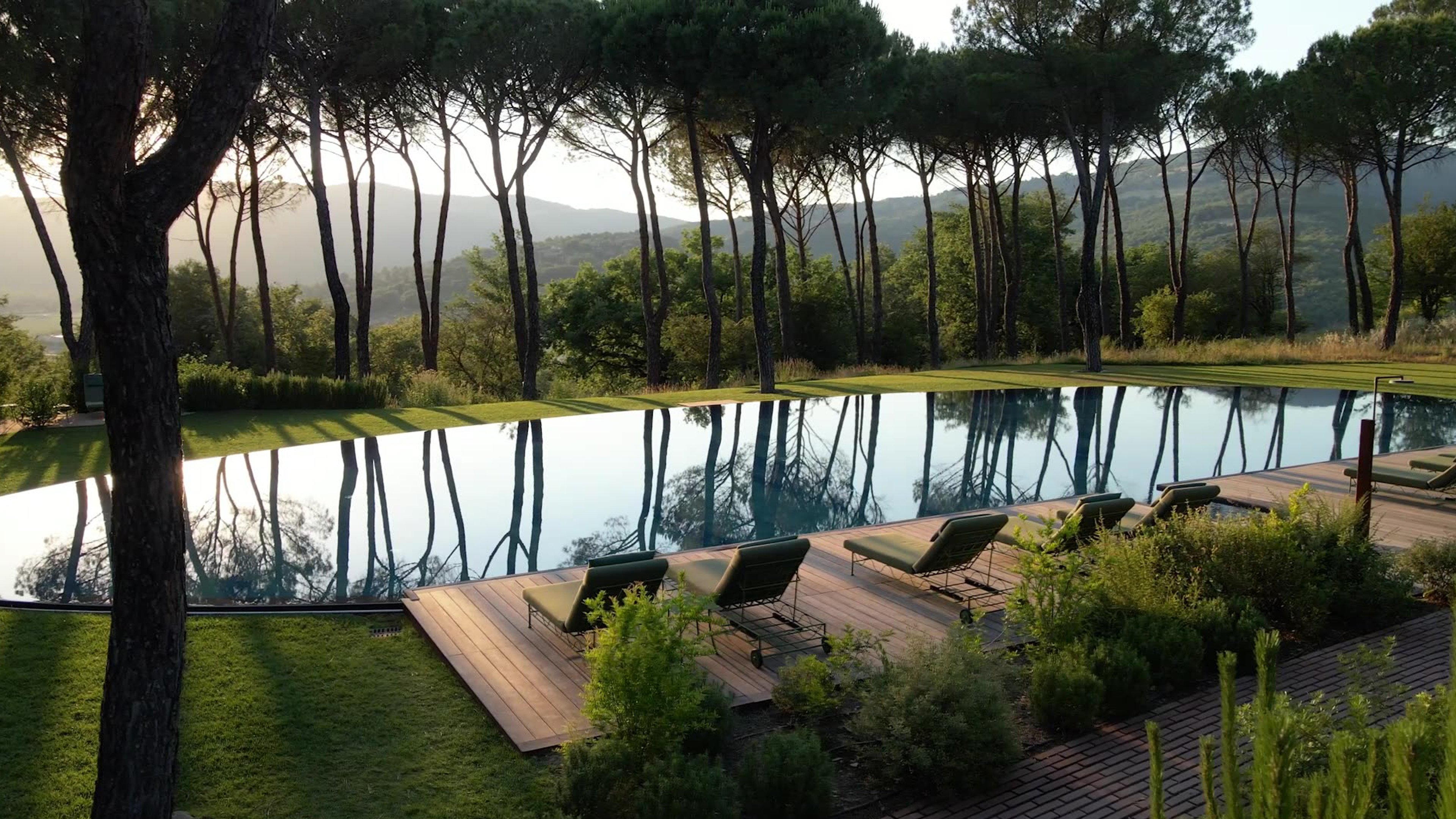 The hotel pool looking out over the Umbrian hills