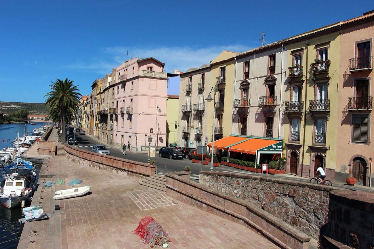 Historic houses of Bosa along the Temo river