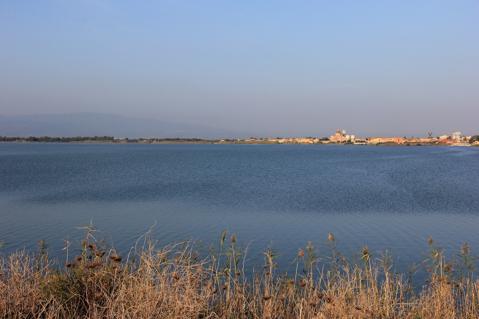 The Stagno di Cabras lagoon on the Sinis peninsula, western Sardinia