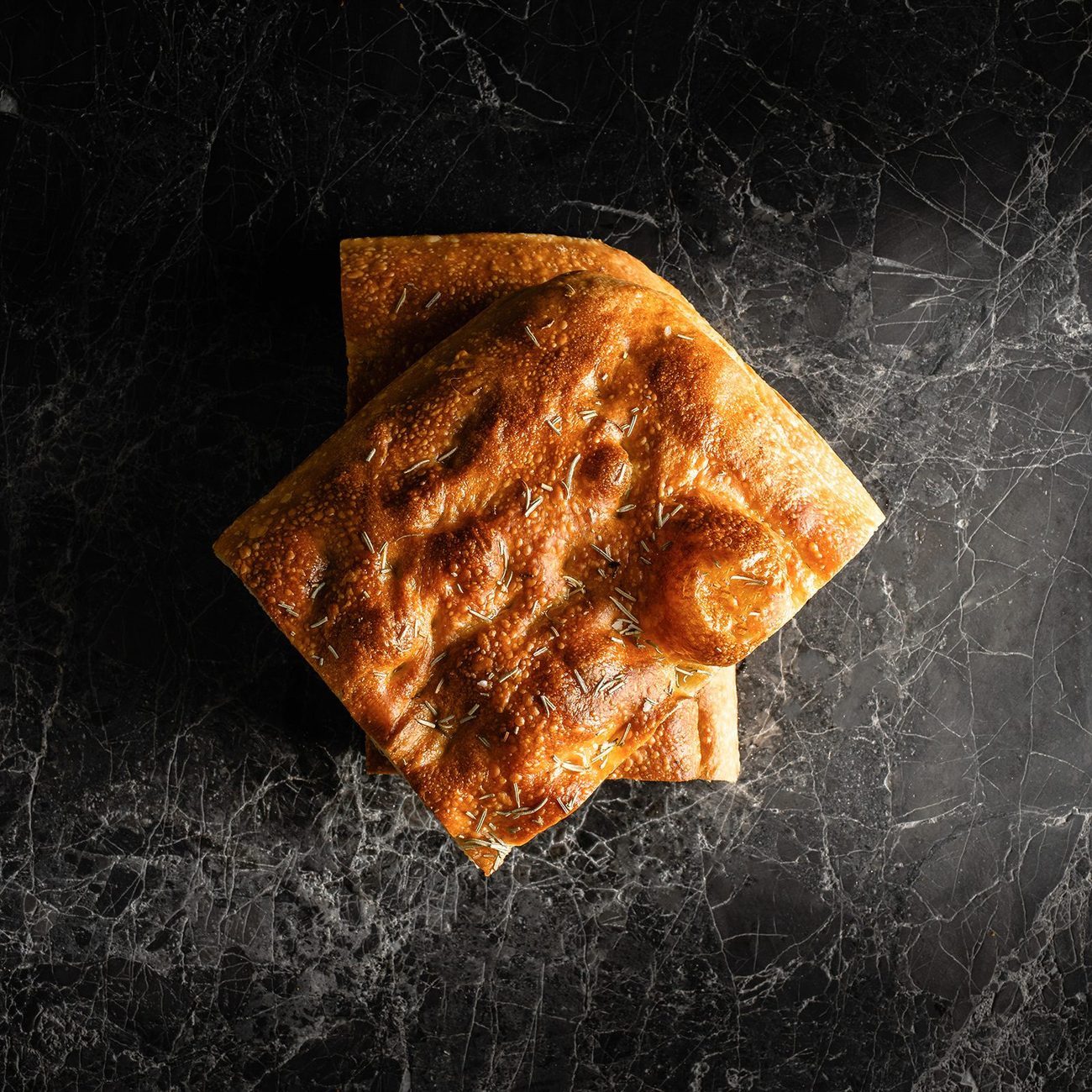 Golden focaccia from the Bread B.C. counter