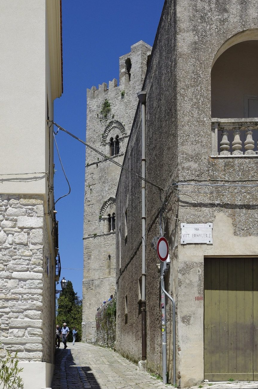 A narrow stone lane in Erice, Sicily