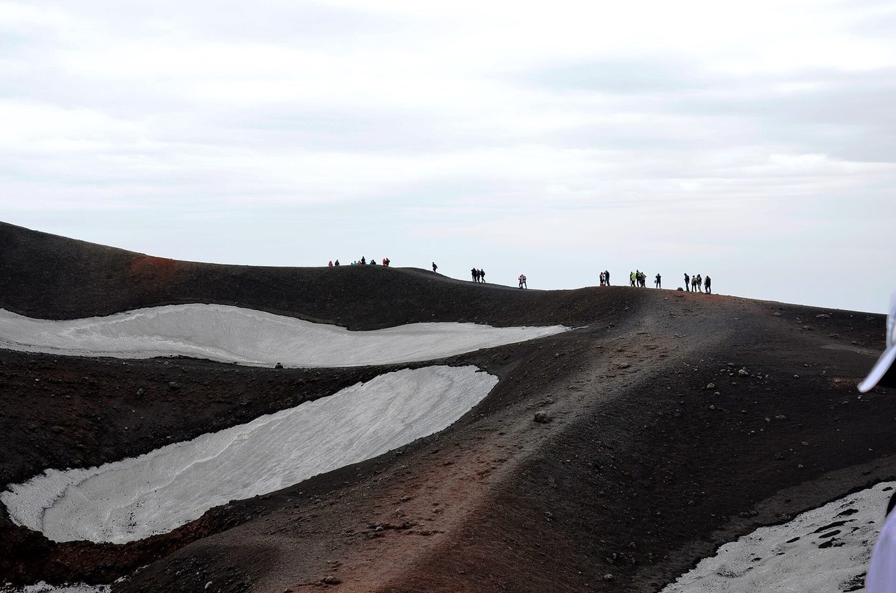 Snow on the upper slopes of Mount Etna