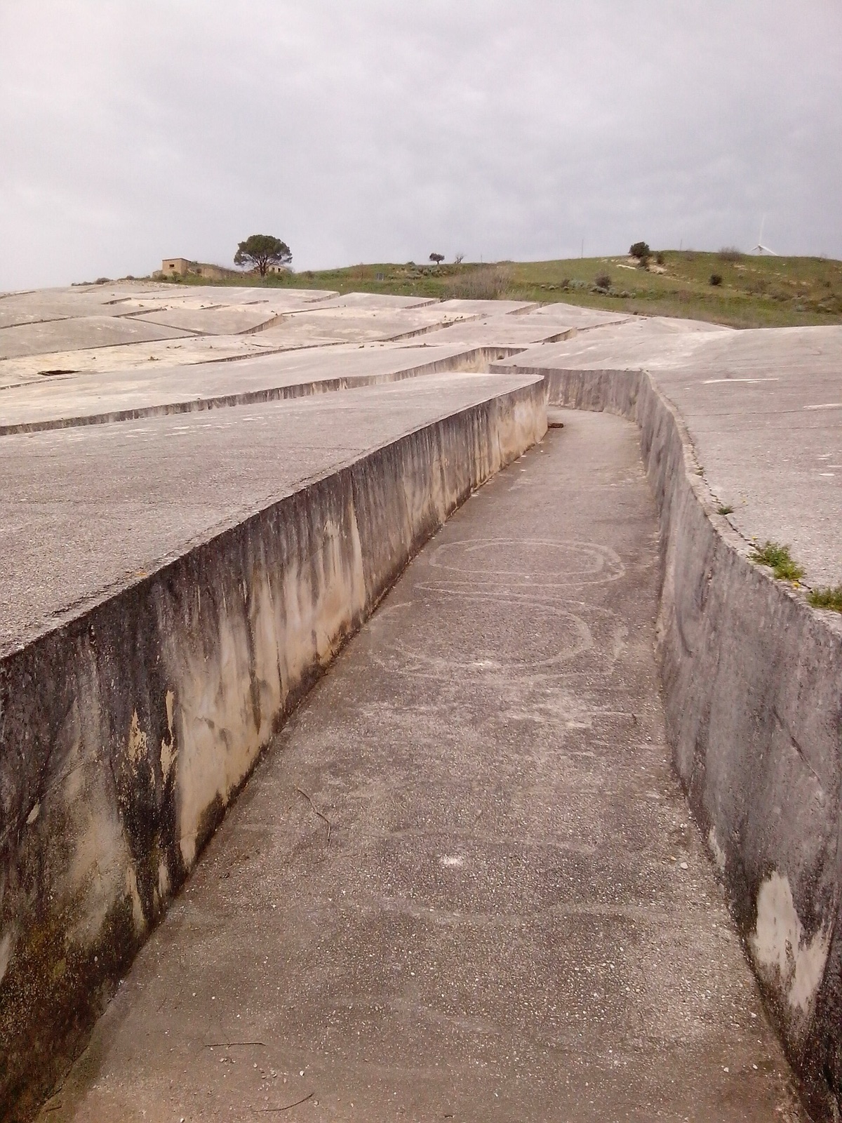 Concrete corridors of the Grande Cretto over old Gibellina