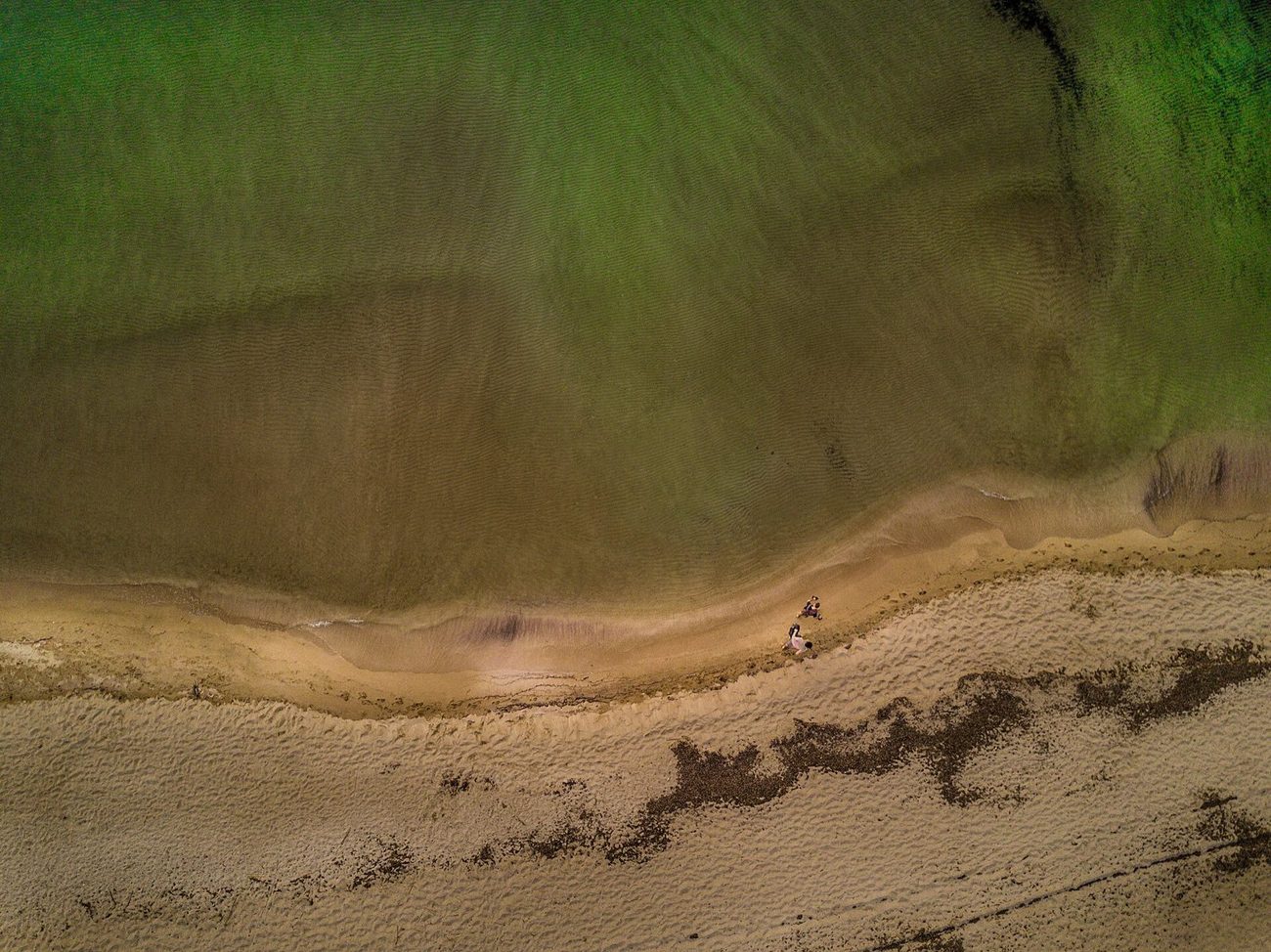 Aerial view of the omega-shaped Voidokilia bay, Messinia