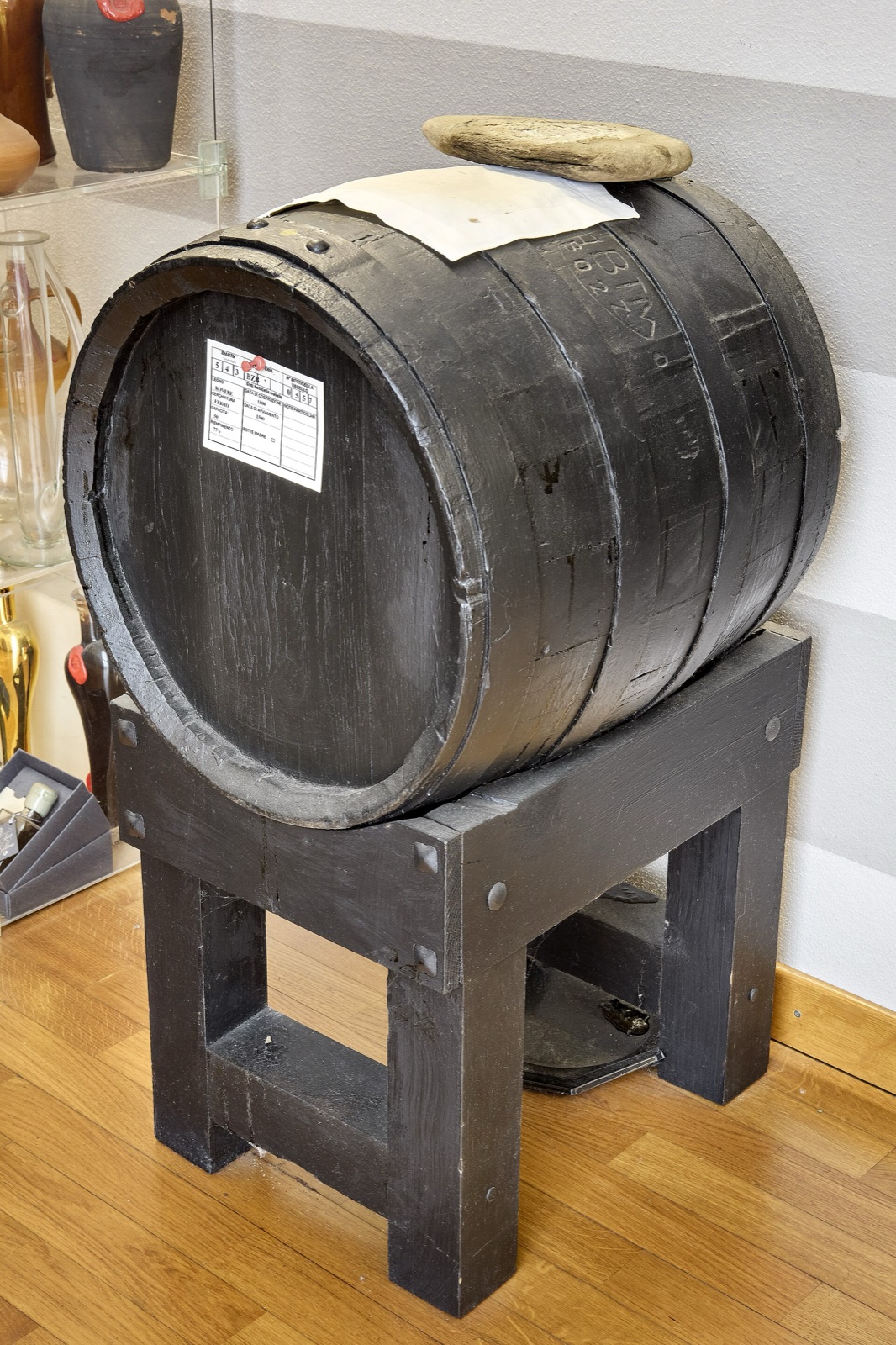 A single wooden cask of traditional balsamic vinegar of Modena