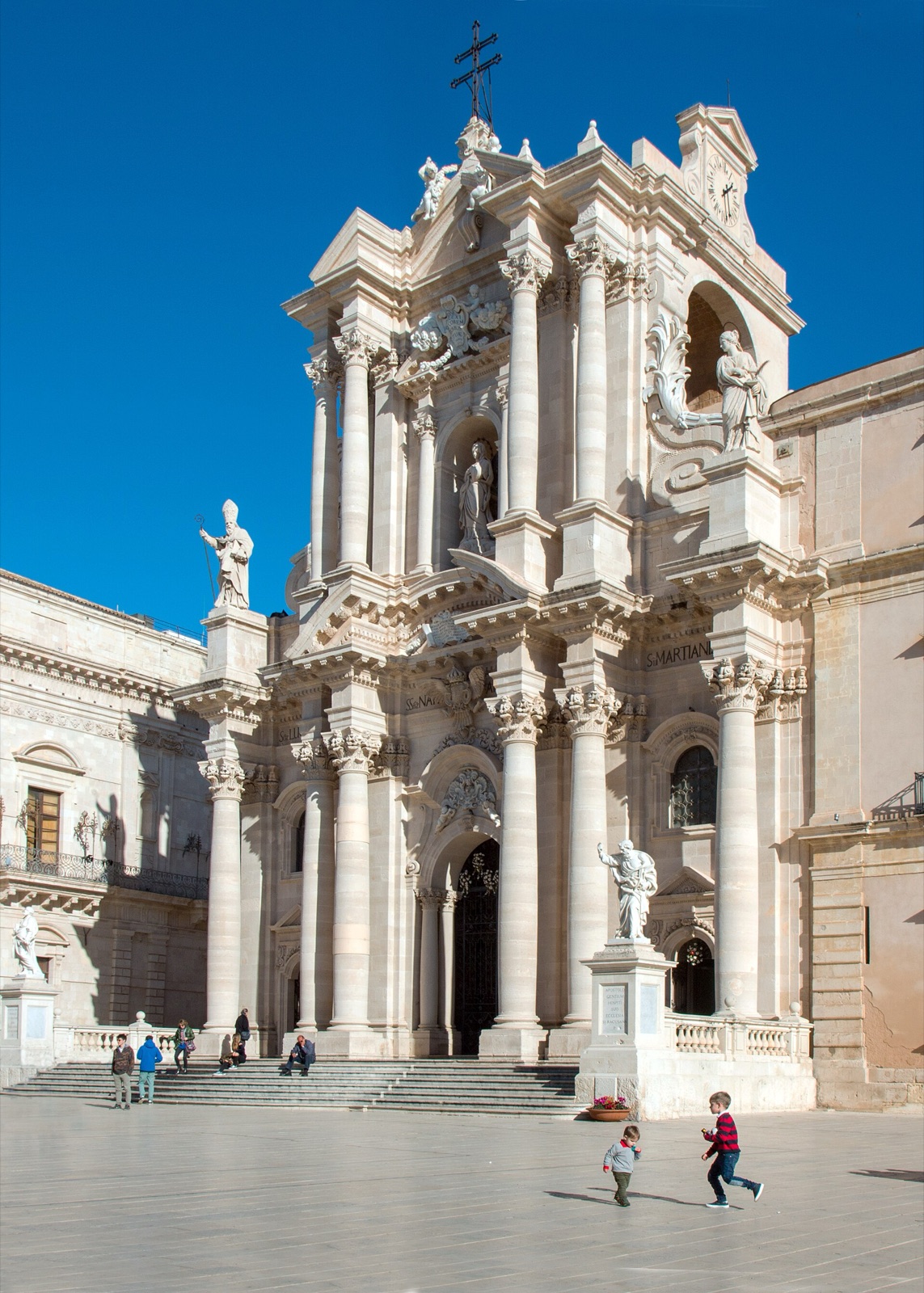 The baroque facade of Syracuse Cathedral on Piazza Duomo, Ortigia
