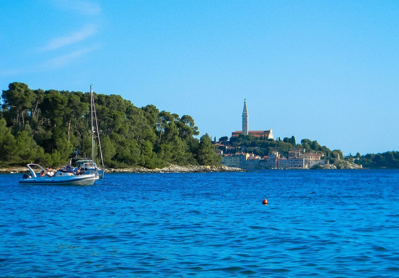 Rovinj old town seen from the water
