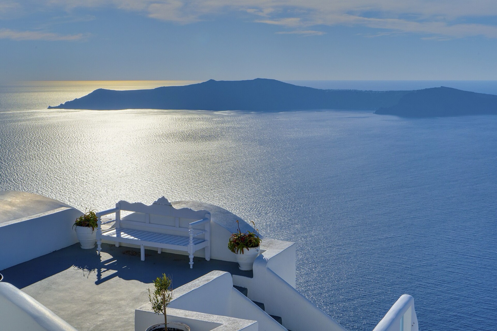 The caldera wall and the town of Oia on the rim