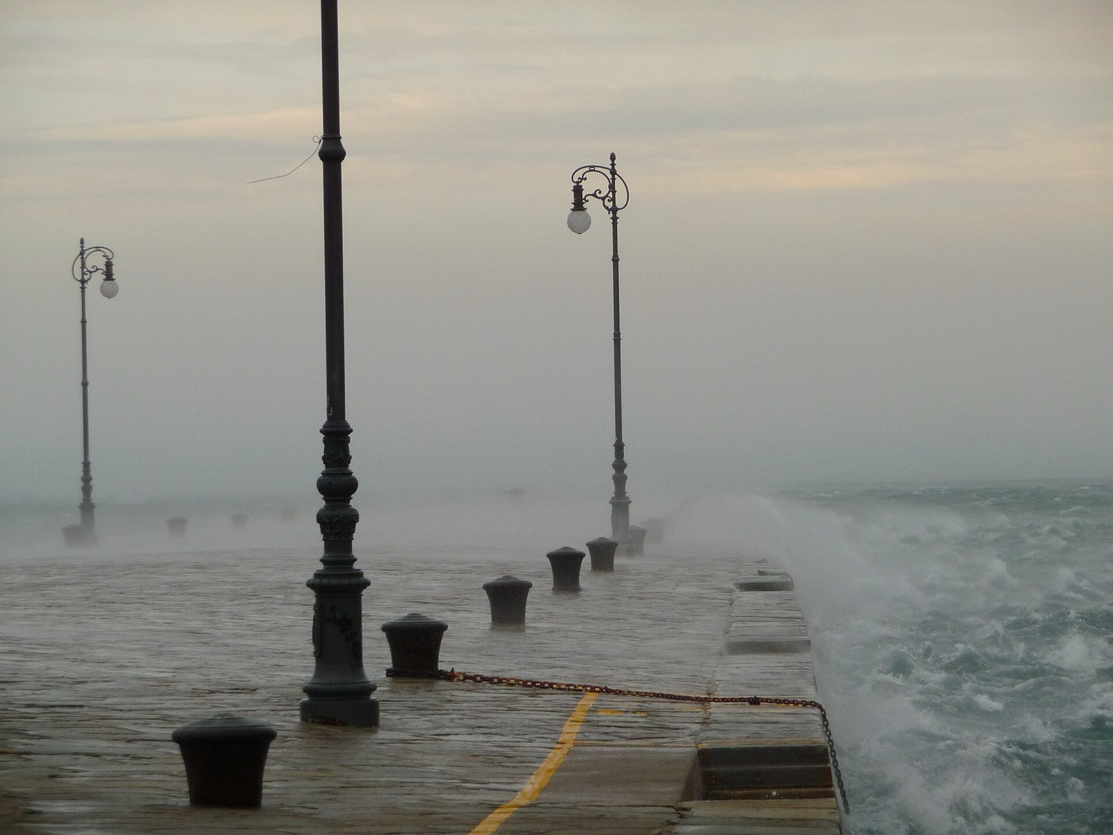 The bora battering the Molo Audace pier in Trieste
