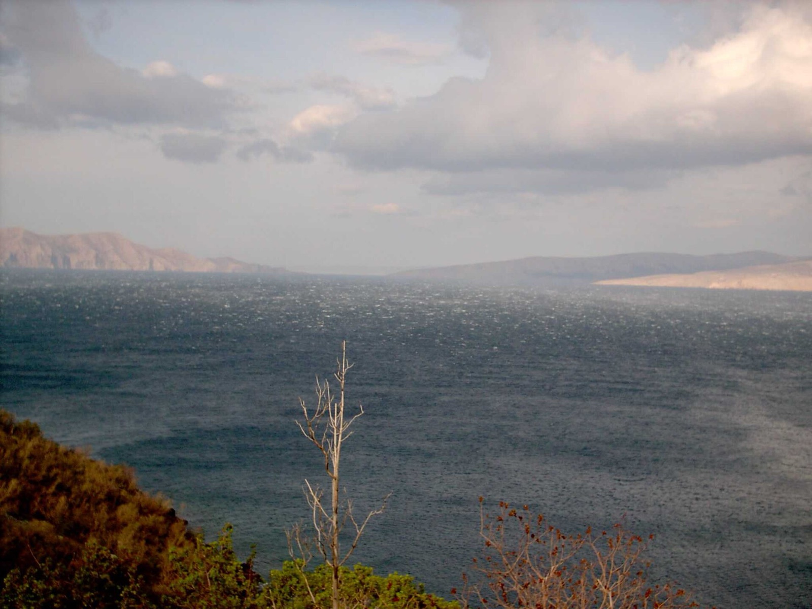 Sea smoke torn off the water by the bora off Senj