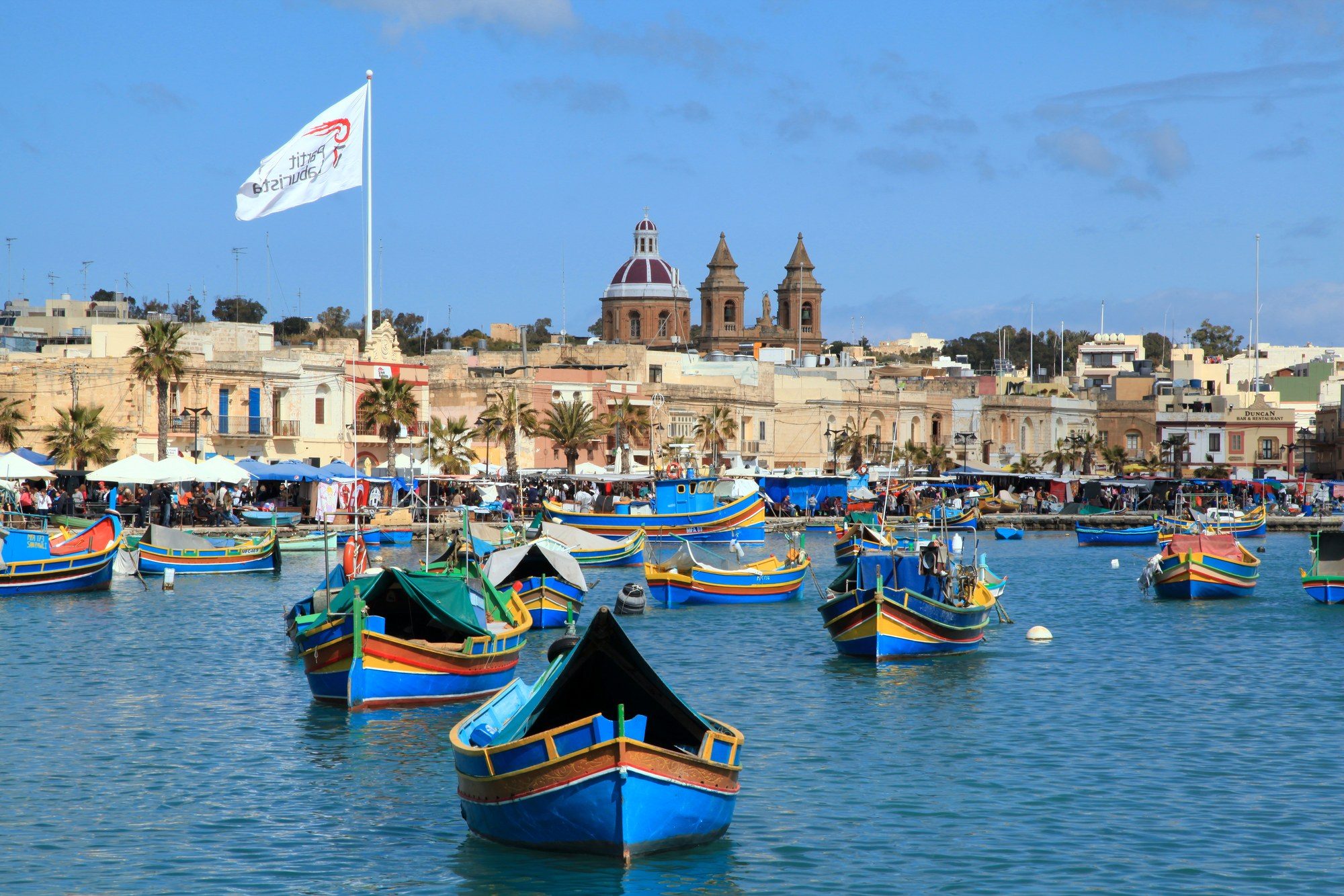 Painted luzzijiet at Marsaxlokk, Malta