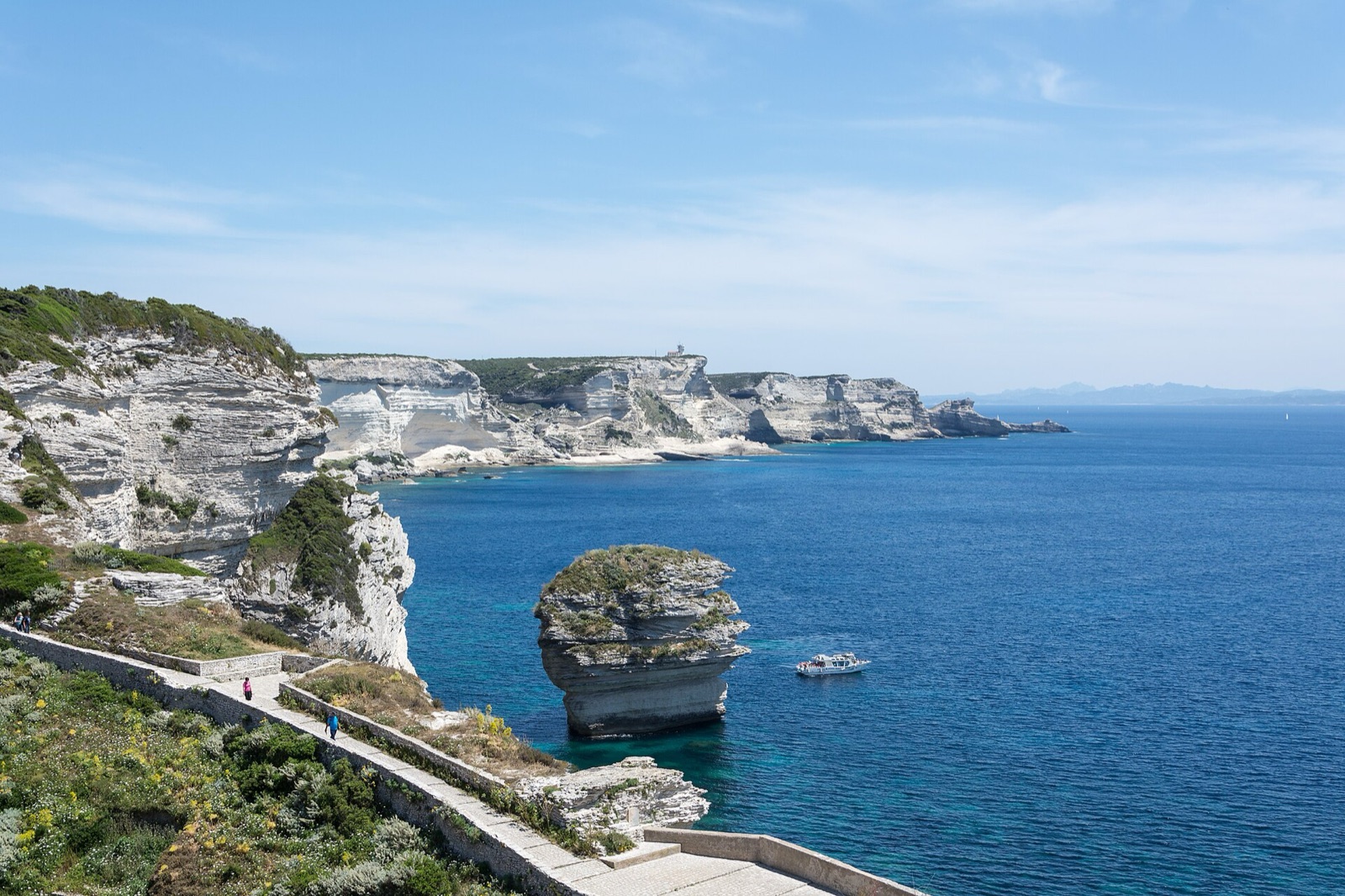 The limestone cliffs of Capo Pertusato at the southern tip of Corsica, above the Strait of Bonifacio