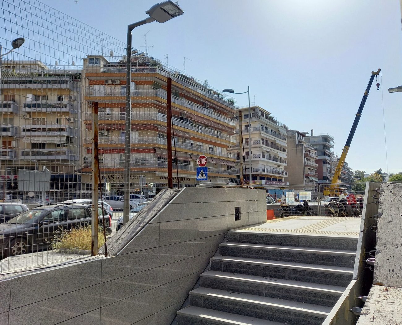 The modern platform of 25th March metro station on the Thessaloniki line