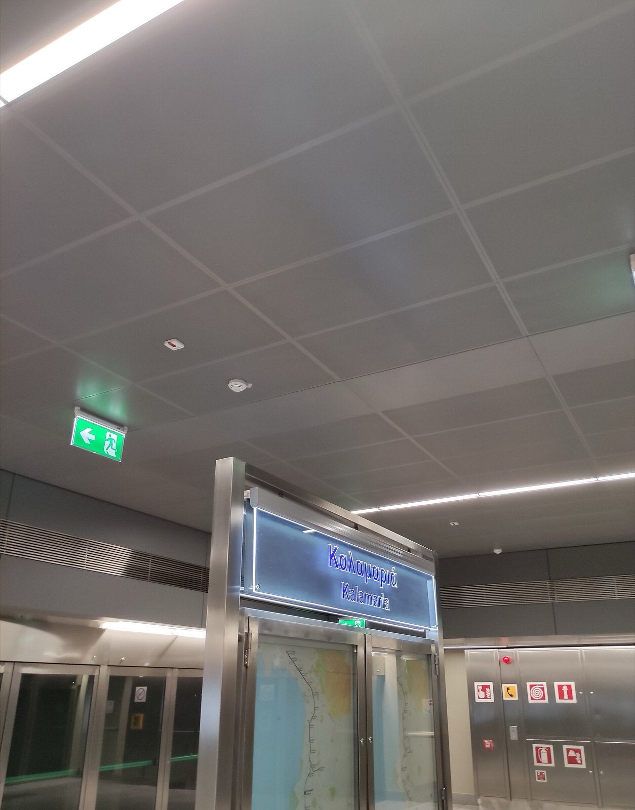 Platform screen doors at Kalamaria station, level minus three, on the Thessaloniki metro