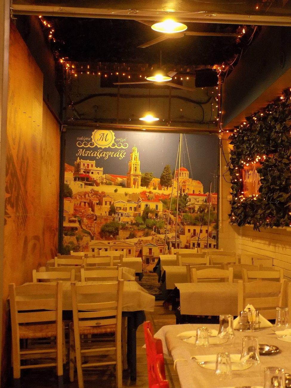 Stalls and lights of the restored Modiano market