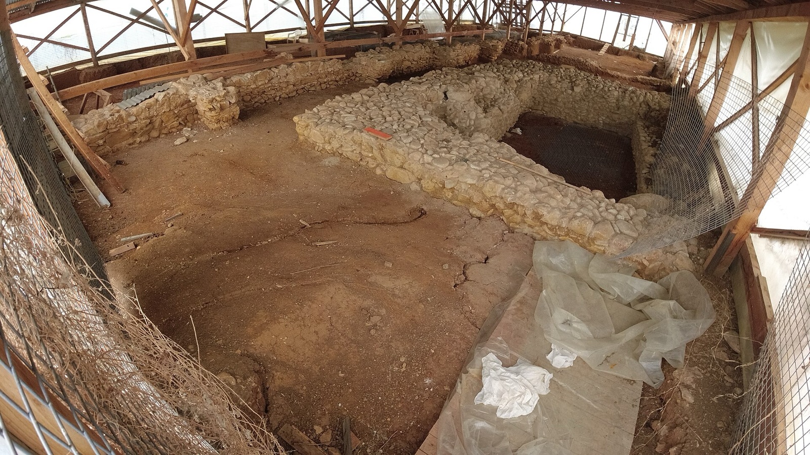 Remains of a Roman relay station on the Via Egnatia at Lithohori, near Kavala
