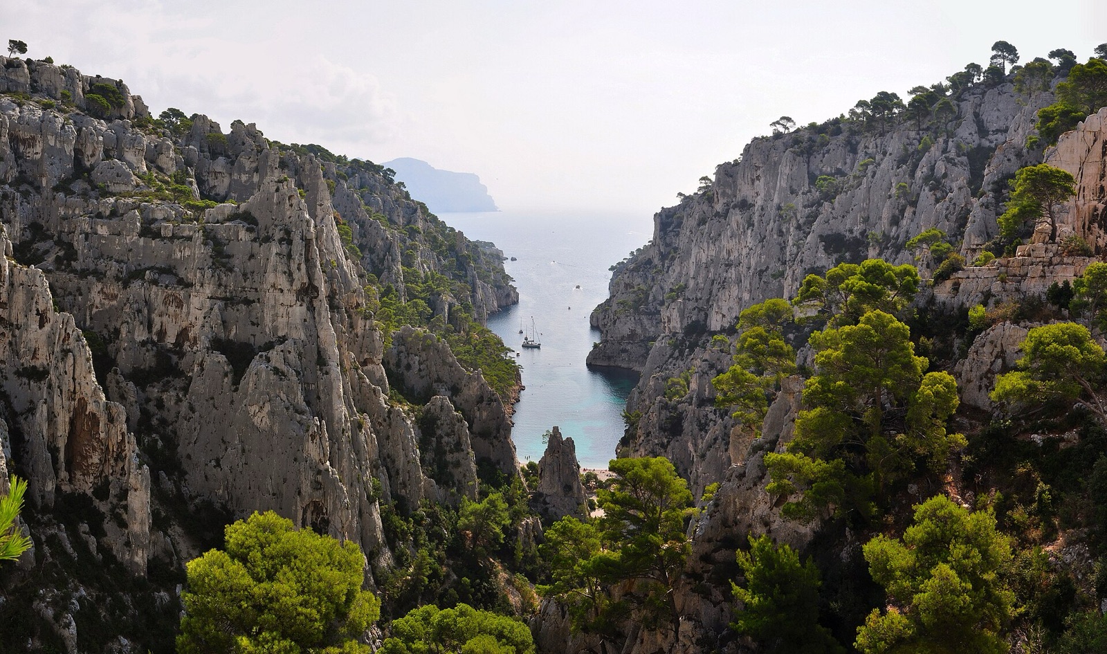 The white limestone walls of the Calanque d'En-Vau near Cassis