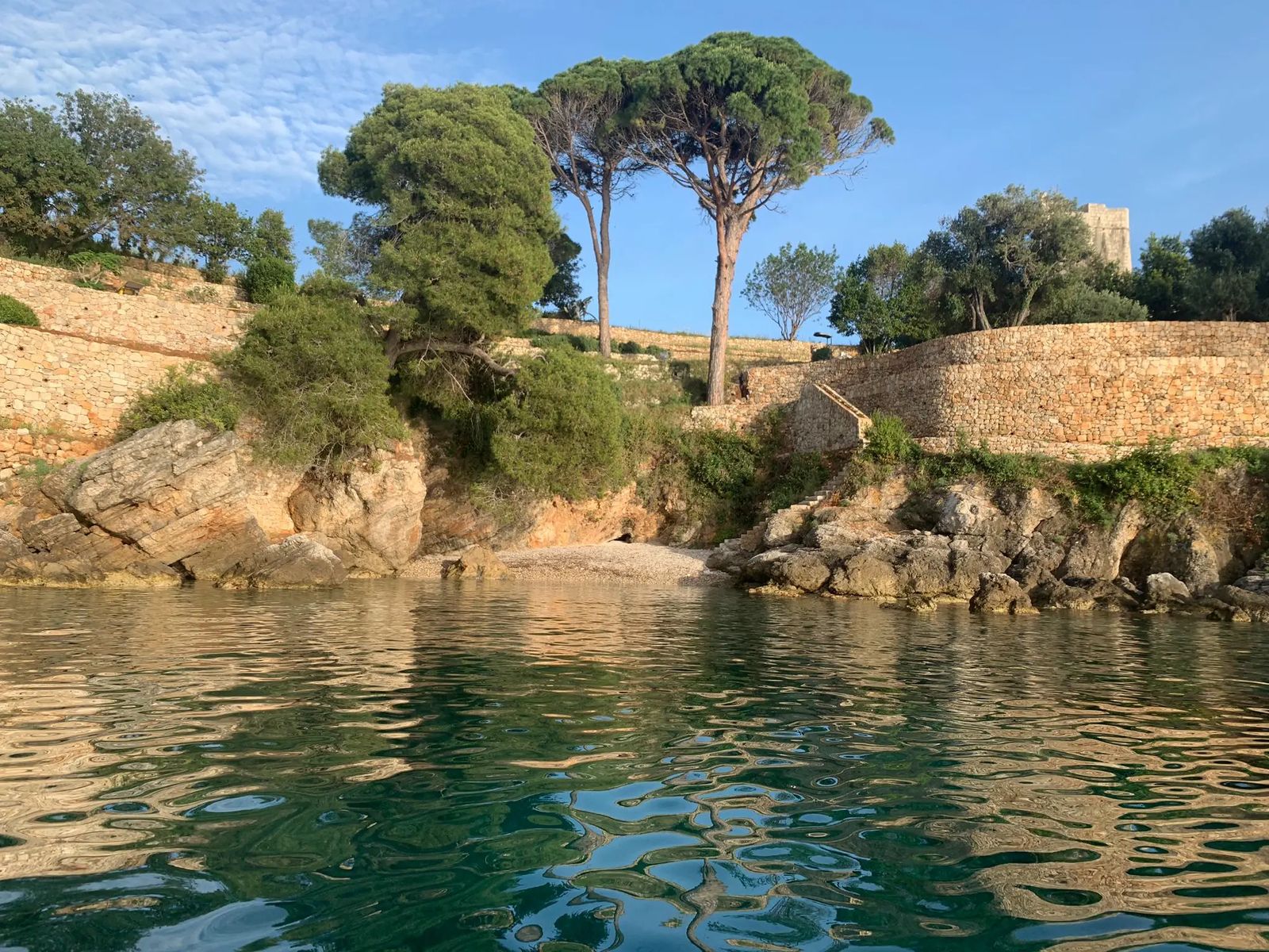 Clear Adriatic water and pines below the property on Lopud island