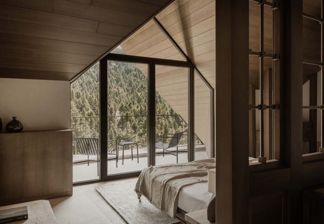Guest room with forest views