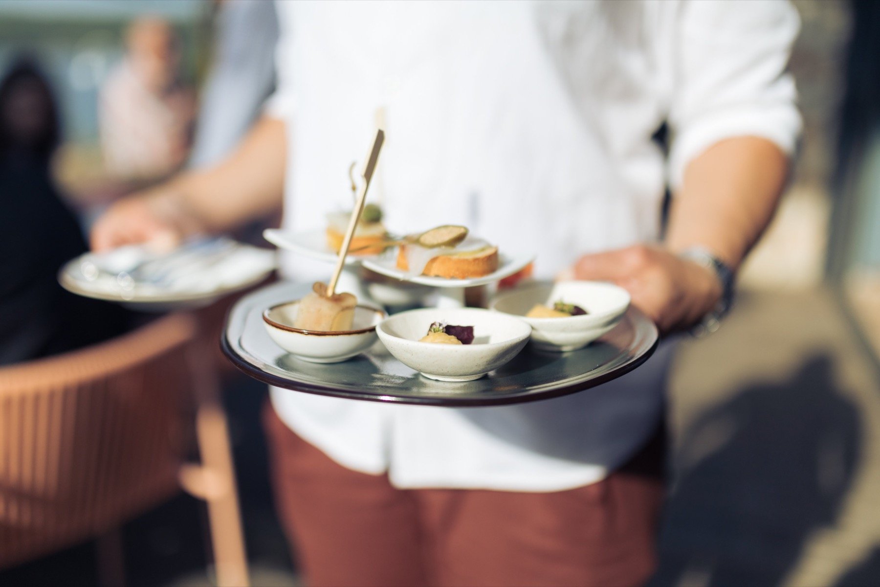 Small plates carried out to the table