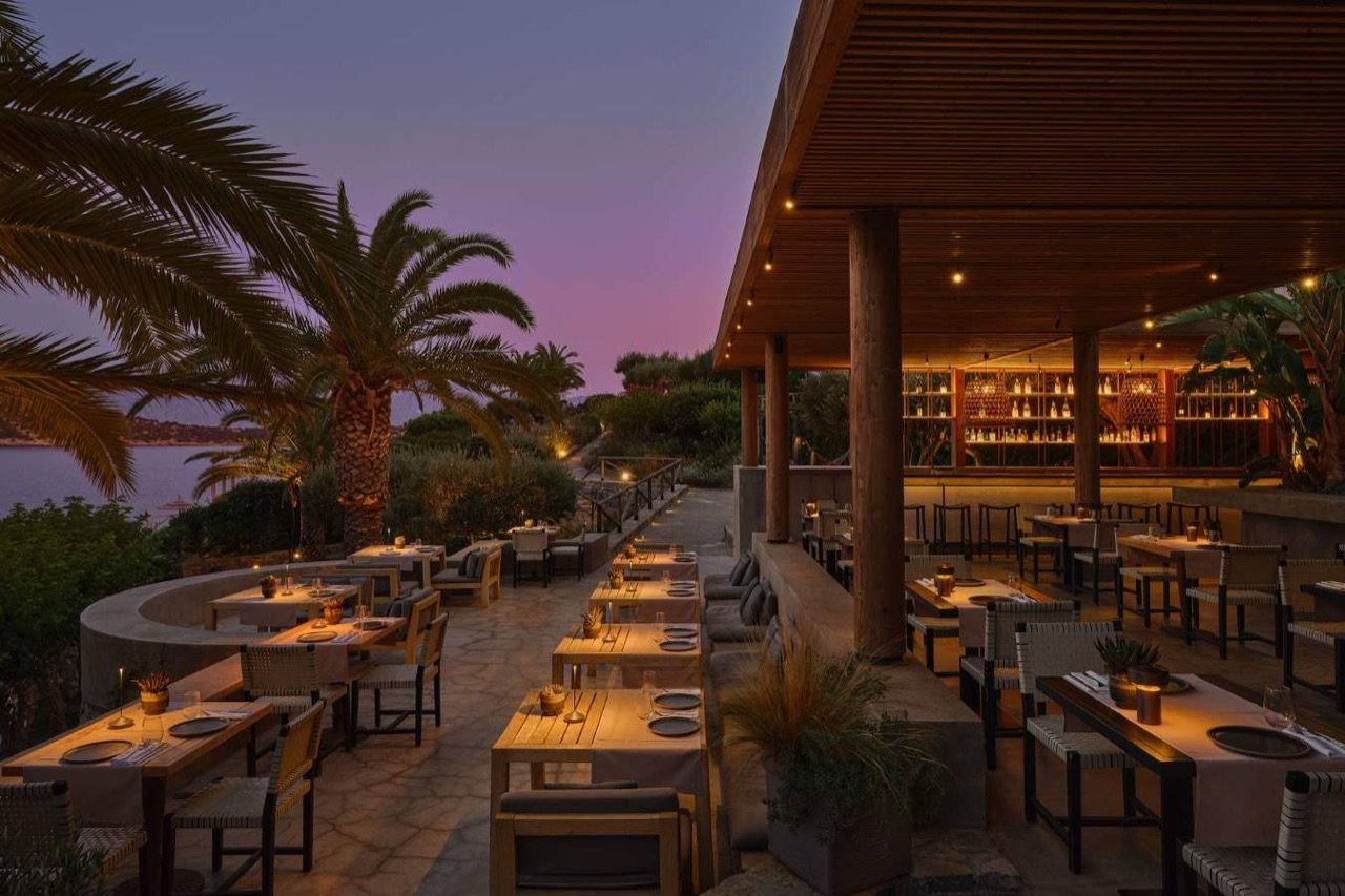Seafront restaurant at Minos Palace