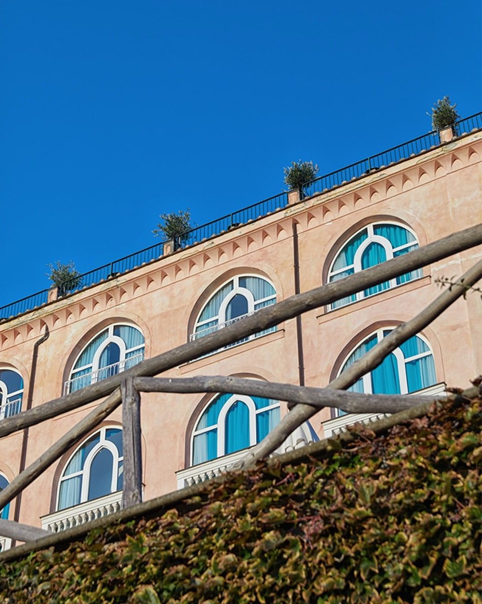 A sea-view terrace at Palazzo Avino looking down the Amalfi Coast