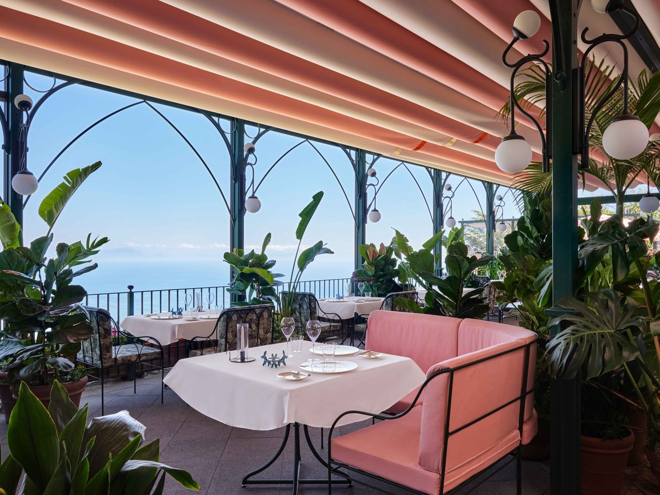 A guest room at Palazzo Avino opening to the Amalfi Coast