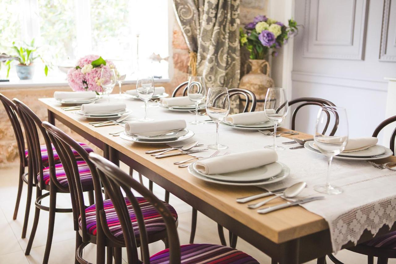 A table laid for dinner in the house restaurant