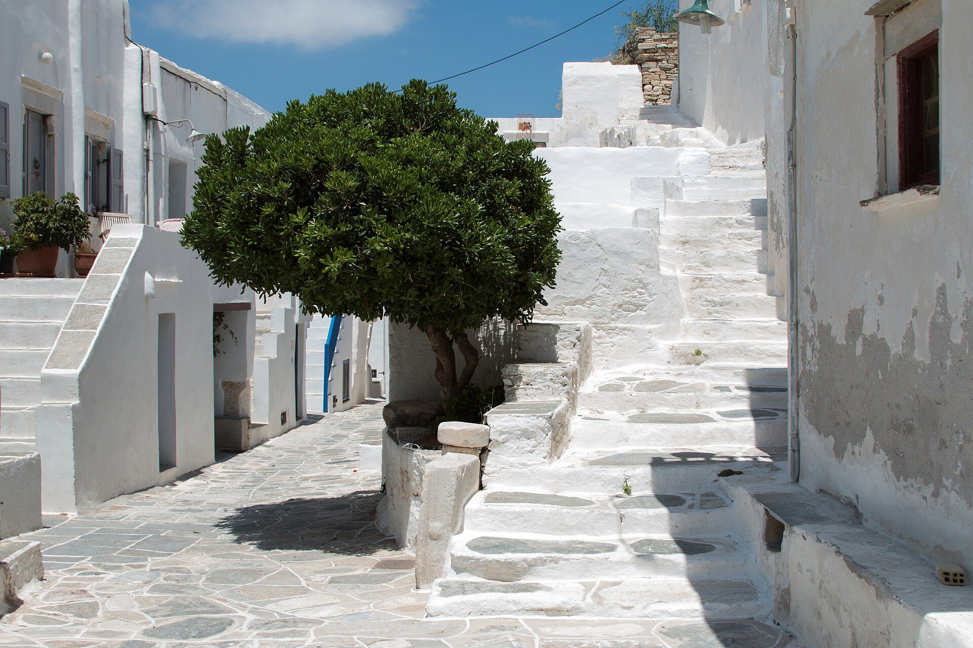A stone-paved street in the Kastro of Sifnos