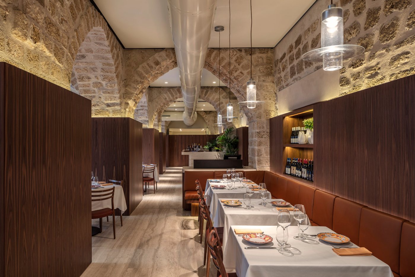 The restaurant set beneath the building's old stone vaults