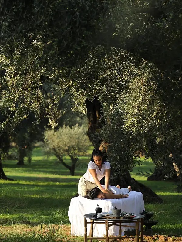 Anazoe Spa treatment beneath the olive trees